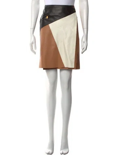 Pre-owned Michael Kors Leather Mini Skirt In Neutral