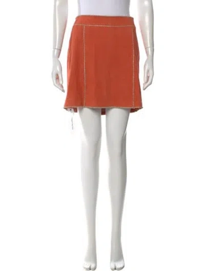 Pre-owned Michael Kors Leather Mini Skirt In Orange