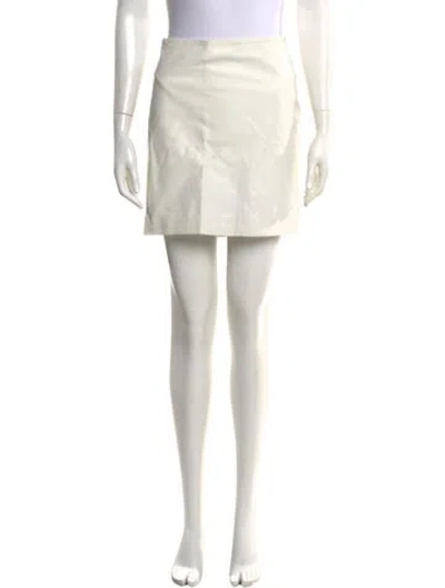 Pre-owned Michael Kors Leather Mini Skirt In White