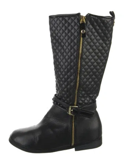 Pre-owned Michael Kors Leather Moto Boots In Black