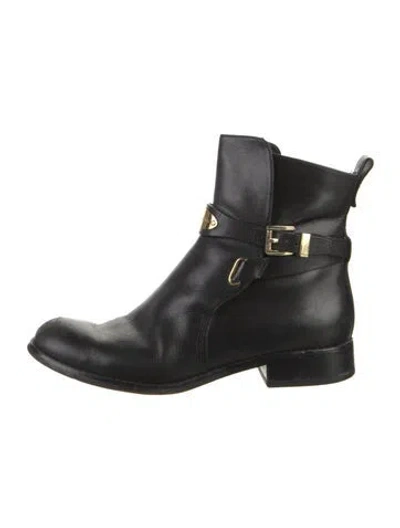 Pre-owned Michael Kors Leather Moto Boots In Black