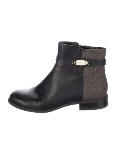 Pre-owned Michael Kors Leather Moto Boots In Black