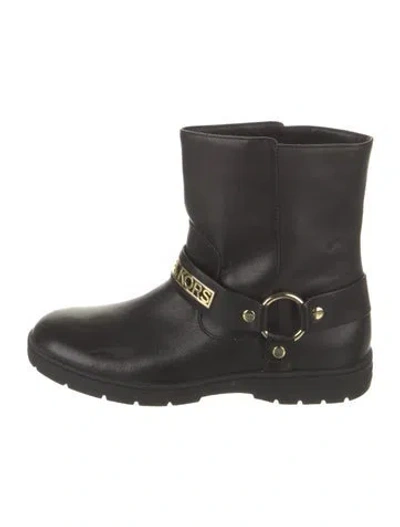 Pre-owned Michael Kors Leather Moto Boots In Black