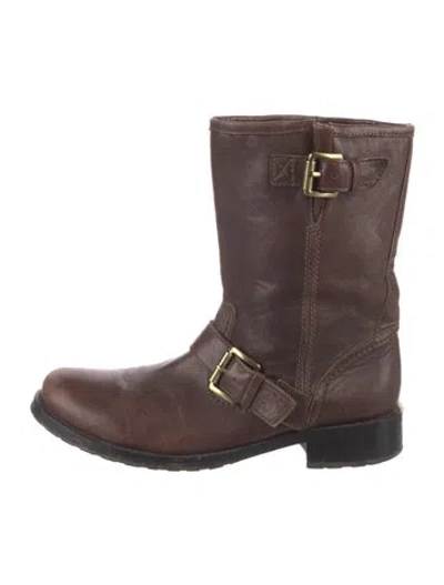 Pre-owned Michael Kors Leather Moto Boots In Brown