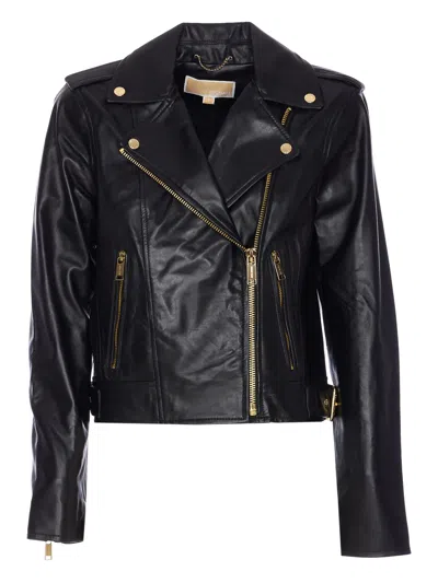 Michael Kors Leather Moto Jacket Clothing In Black
