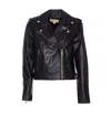 Michael Kors Leather Moto Jacket In Black