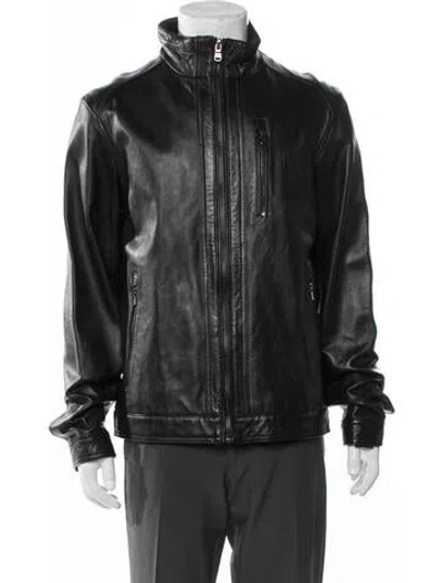 Pre-owned Michael Kors Leather Moto Jacket In Black