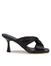 Michael Kors Black Leather Mules With Twisted Strap Detail In Black