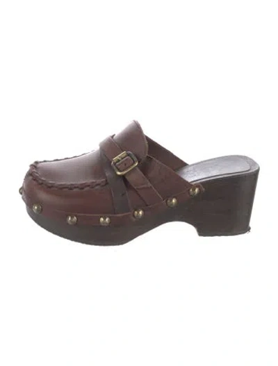 Pre-owned Michael Kors Leather Mules In Brown