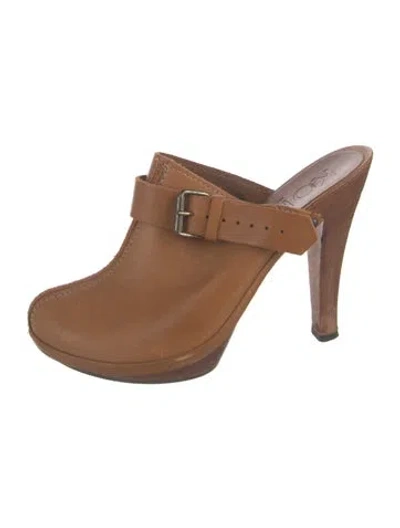 Pre-owned Michael Kors Leather Mules In Brown