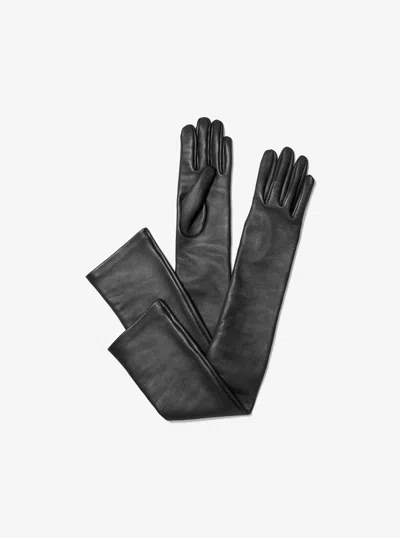 Michael Kors Leather Opera Gloves In Black