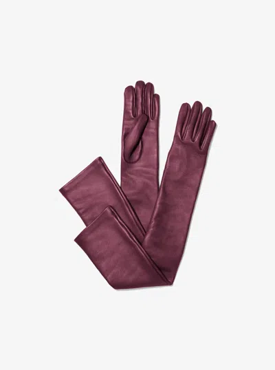 Michael Kors Leather Opera Gloves In Red
