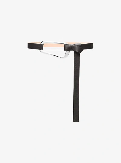 Michael Kors Leather Oval Waist Belt In Black