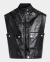 Michael Kors Leather Oversized Vest In Black