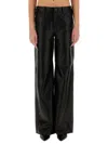 Michael Kors Black Pants With Belt Loops In Leather Woman In Black
