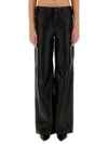 Michael Kors Black Pants With Belt Loops In Leather Woman In Black