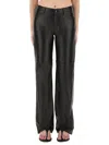 Michael Kors Brown Pants With Belt Loops In Leather Woman In Black