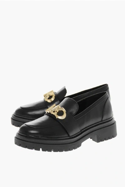 Michael Kors Leather Parker Loafers With Monogram Buckle