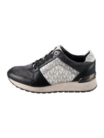 Pre-owned Michael Kors Leather Patterned Athletic Sneakers In Silver