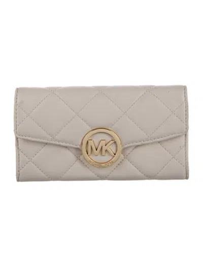 Pre-owned Michael Kors Leather Patterned Continental Wallet In Neutrals