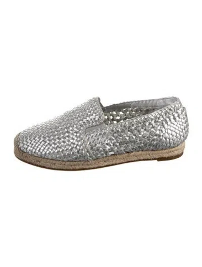 Pre-owned Michael Kors Leather Patterned Espadrilles In Silver