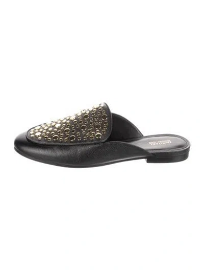 Pre-owned Michael Kors Leather Patterned Mules In Black