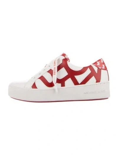 Pre-owned Michael Kors Leather Patterned Sneakers In White