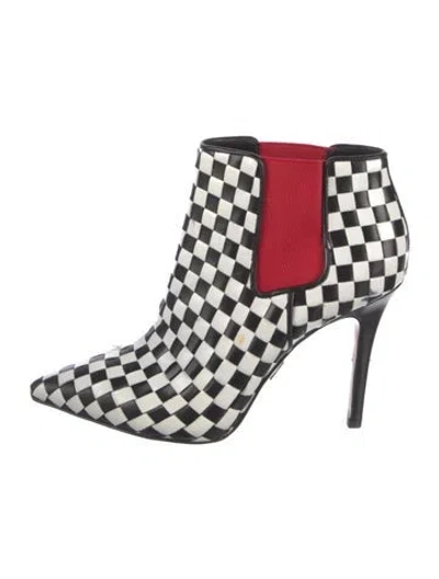 Pre-owned Michael Kors Leather Plaid Print Boots In Red
