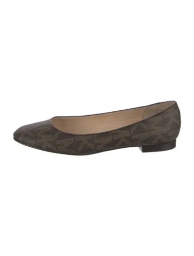 Pre-owned Michael Kors Leather Printed Ballet Flats In Brown