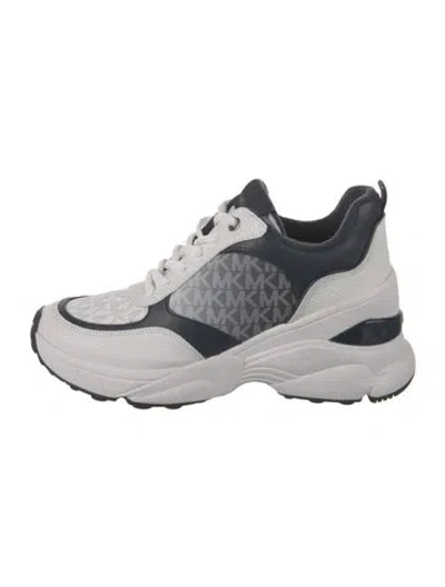 Pre-owned Michael Kors Leather Printed Chunky Sneakers In Blue