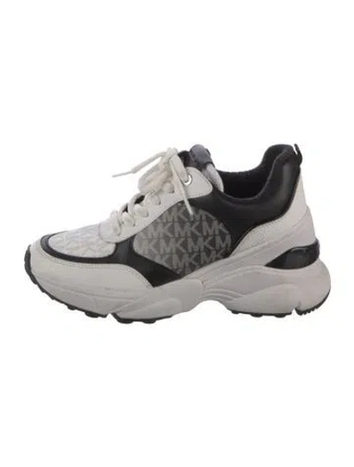 Pre-owned Michael Kors Leather Printed Chunky Sneakers In Gray
