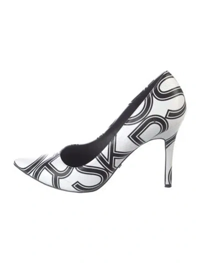 Pre-owned Michael Kors Leather Printed Pumps In Silver