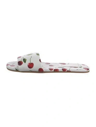 Pre-owned Michael Kors Leather Printed Slides In Neutrals/red