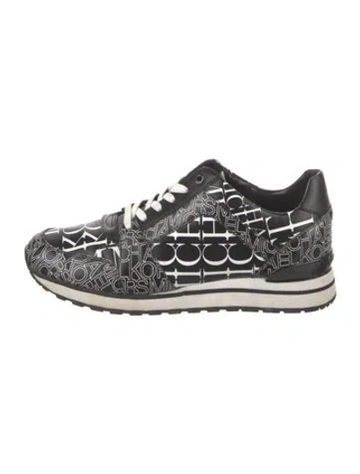 Pre-owned Michael Kors Leather Printed Sneakers In Black