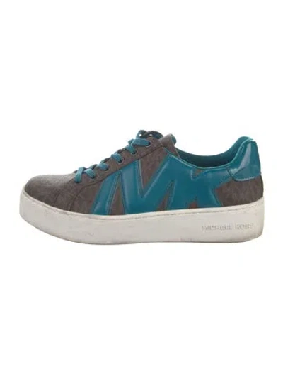 Pre-owned Michael Kors Leather Printed Sneakers In Blue