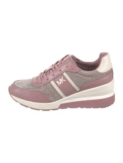 Pre-owned Michael Kors Leather Printed Sneakers In Pink
