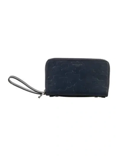 Pre-owned Michael Kors Leather Printed Wristlet In Blue