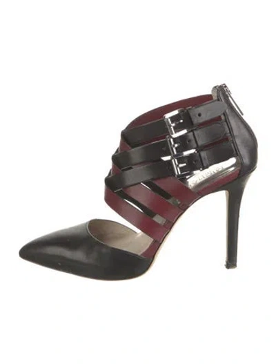 Pre-owned Michael Kors Leather Pumps In Black/burgundy