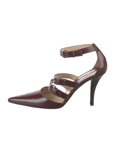 Pre-owned Michael Kors Leather Pumps In Burgundy