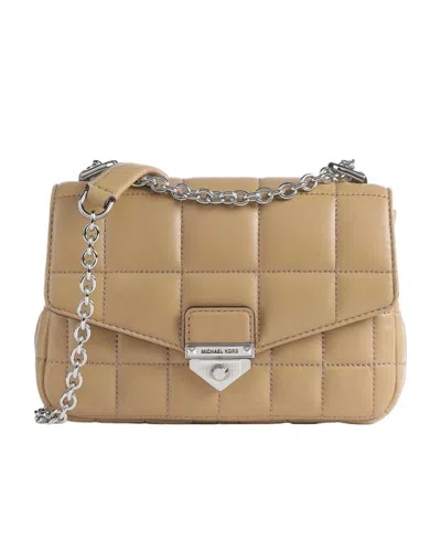 Michael Kors Leather Quilted Shoulder Bag In Nude