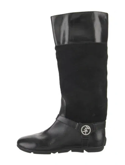 Pre-owned Michael Kors Leather Rain Boots In Black