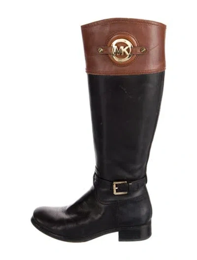 Pre-owned Michael Kors Leather Riding Boots In Black