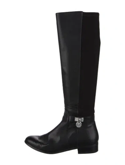 Pre-owned Michael Kors Leather Riding Boots In Black