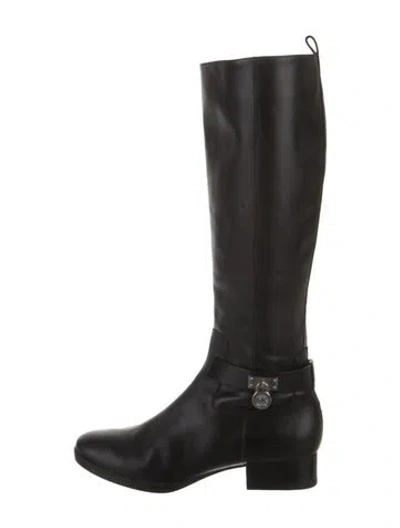 Pre-owned Michael Kors Leather Riding Boots In Black