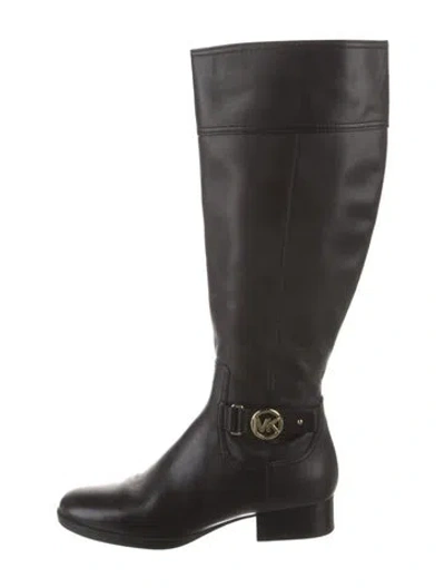 Pre-owned Michael Kors Leather Riding Boots In Black