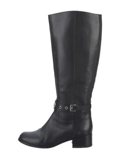 Pre-owned Michael Kors Leather Riding Boots In Black