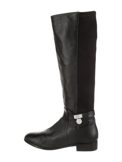 Pre-owned Michael Kors Leather Riding Boots In Black