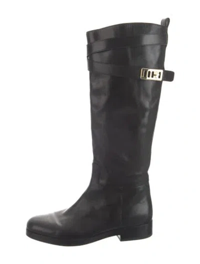 Pre-owned Michael Kors Leather Riding Boots In Black