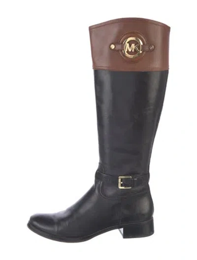 Pre-owned Michael Kors Leather Riding Boots In Black