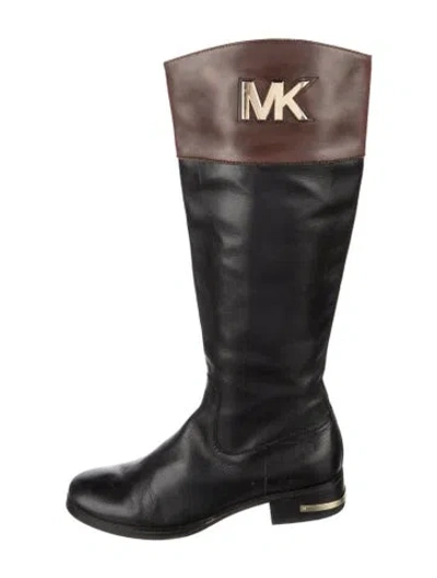 Pre-owned Michael Kors Leather Riding Boots In Black/brown
